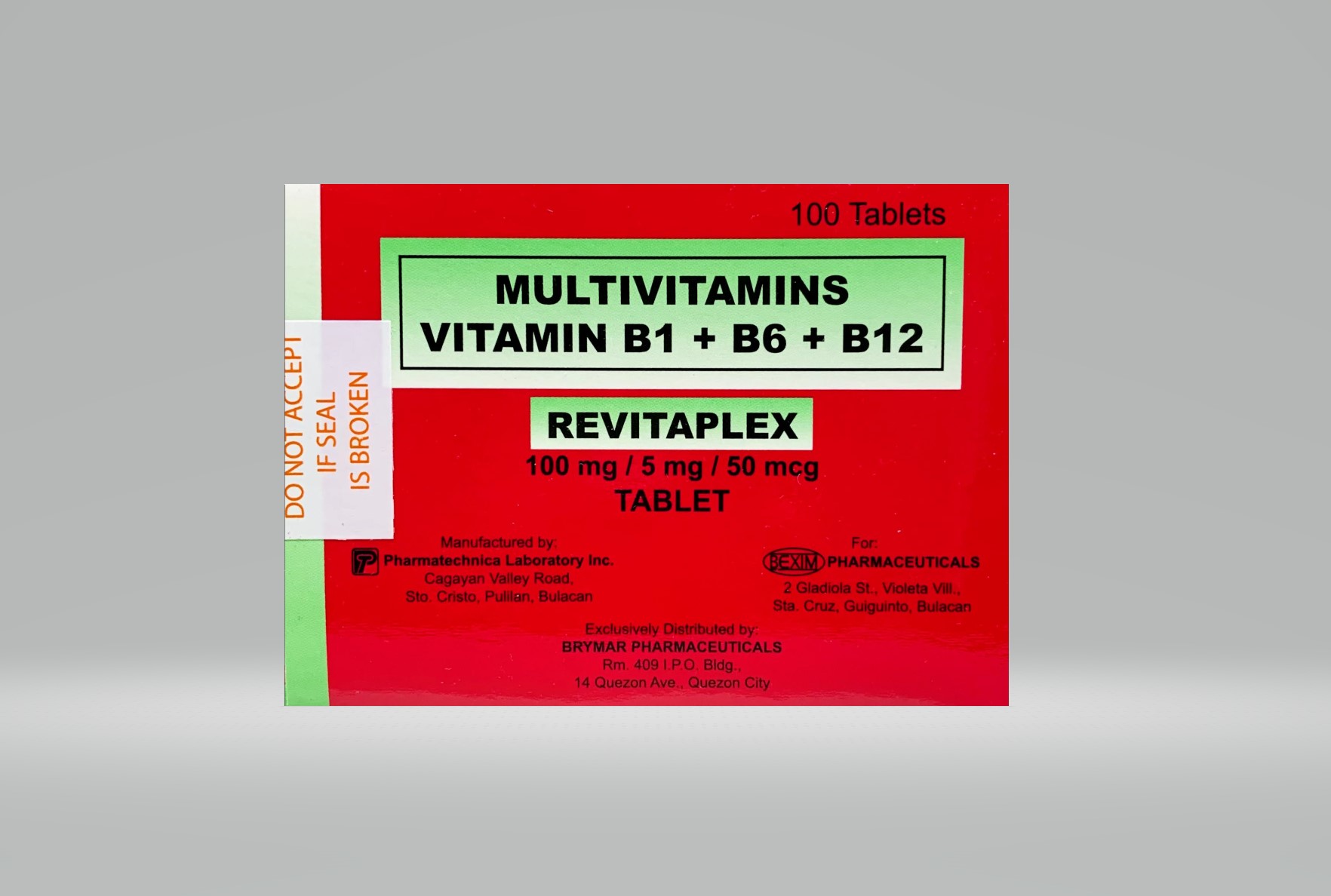 papier Selectiekader blad Vitamin B1 B6 B12 Tablet (REVITAPLEX *) 100s - KARLMED
